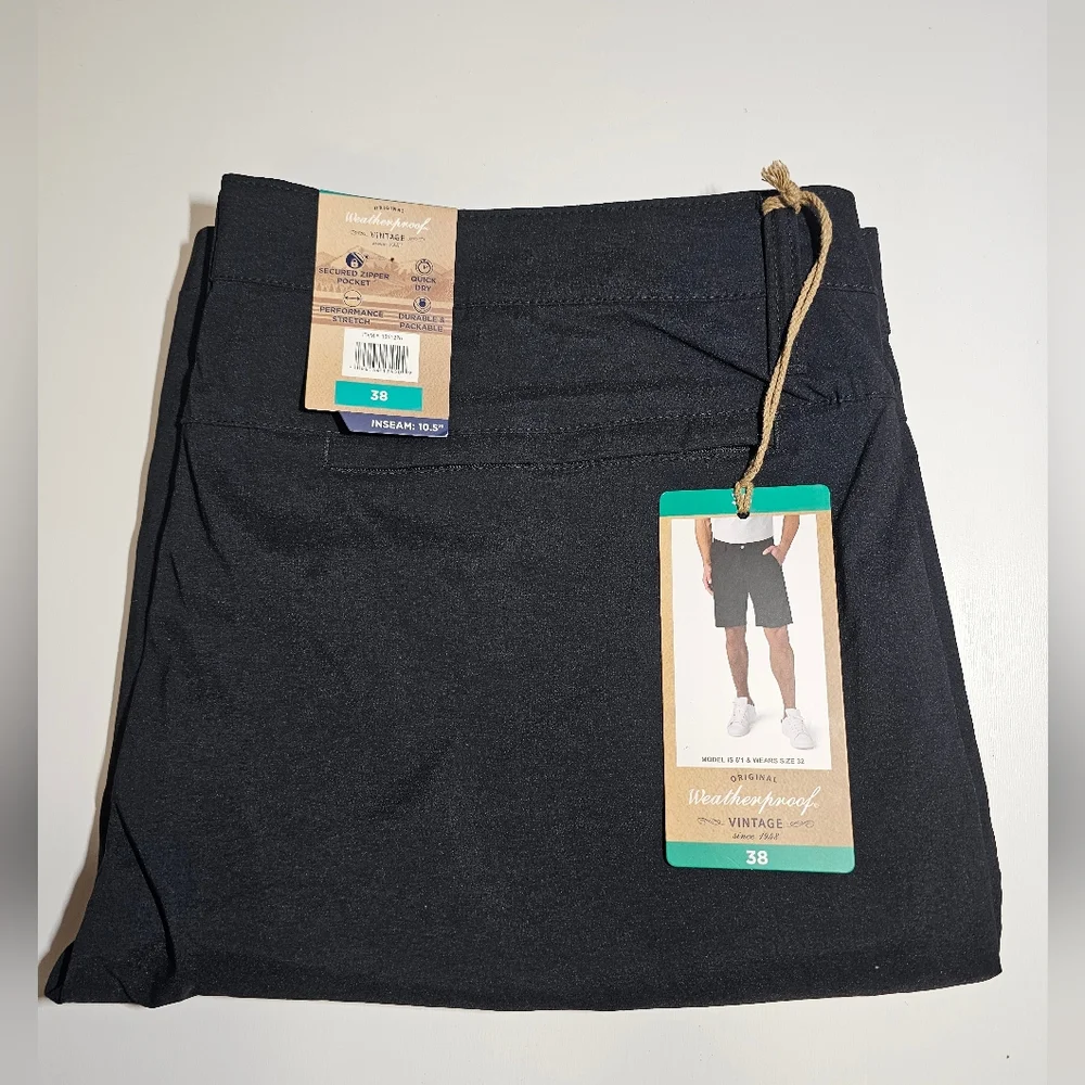 Weatherproof Vintage Men's Flat Front Gray Stretch Trail Short.